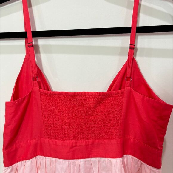 J Crew Colorblock Tiered Midi Dress Tie Front Cutout Sz 4 Easter July 4 - Picture 6 of 11